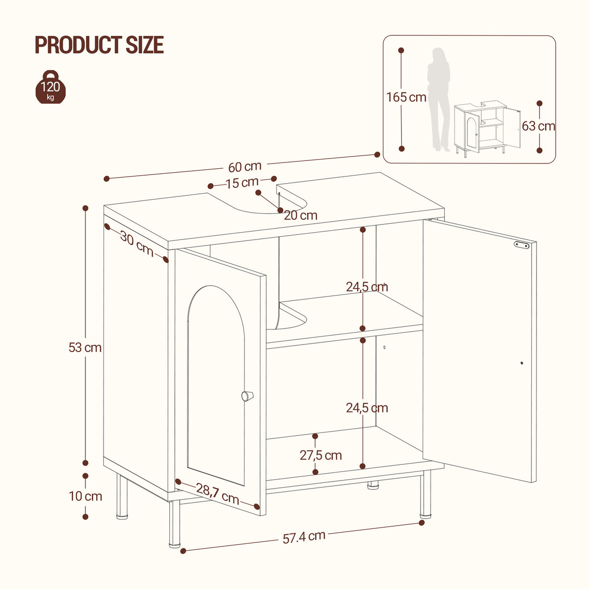 joyunite Under Sink Bathroom Cabinet, Storage Cabinet with Adjustable Shelf and 2 Doors Bathroom Sink Unit for Washbasins with Pedestal, with Feet, Bathroom Vanity Unit, White, BC19103X