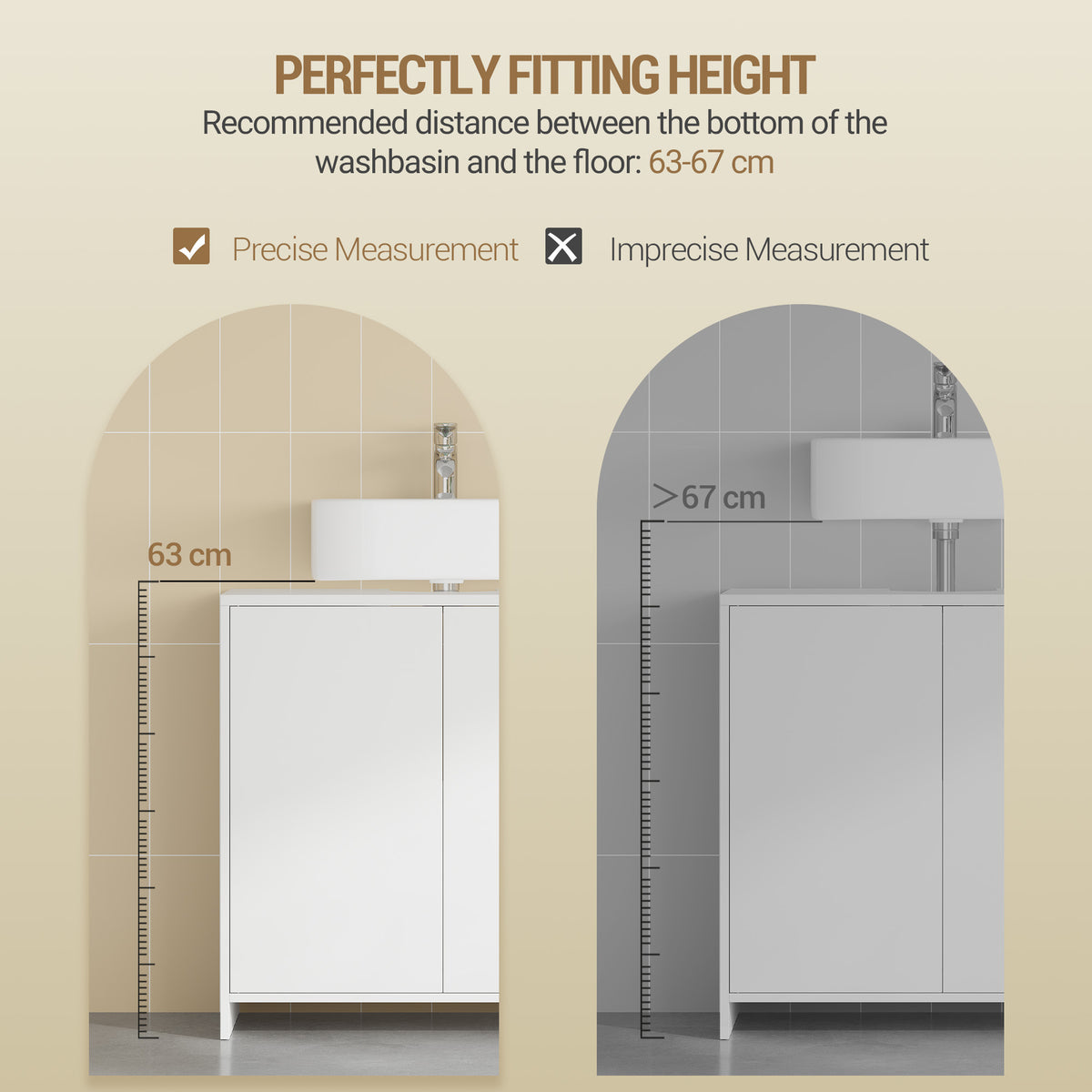 joyunite Vanity Unit, Bathroom Cabinet, Adjustable Shelves, Bathroom Cabinet with 2 Doors, Freestanding, Modern, 30 x 60 x 60 cm, White BC00603X