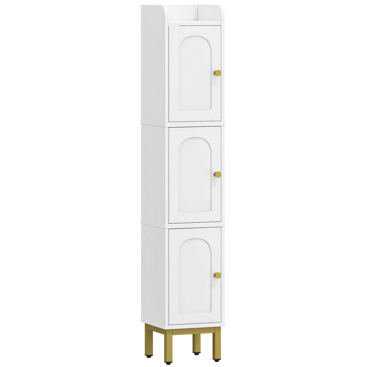 joyunite Bathroom Cabinet, Tall Cabinet with 3 Doors, 20 x 20 x 108.5 cm, Corner Cabinet, Toilet Cabinet, Adjustable Feet, for Bathroom, Laundry Room, Kitchen, Living Room, White BC22313G