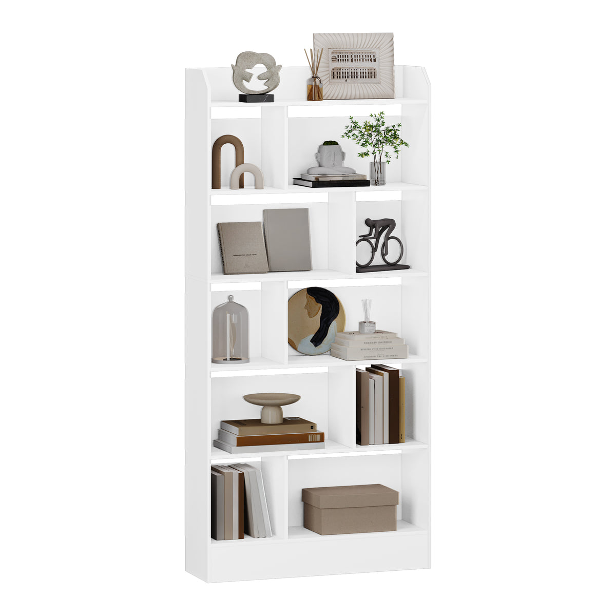 joyunite Bookshelf, Bookcase, with 6 Shelves, Storage Shelf, Freestanding Shelf, for Living Room, Office, Bedroom, 24 x 80 x 170 cm, White BC22803X