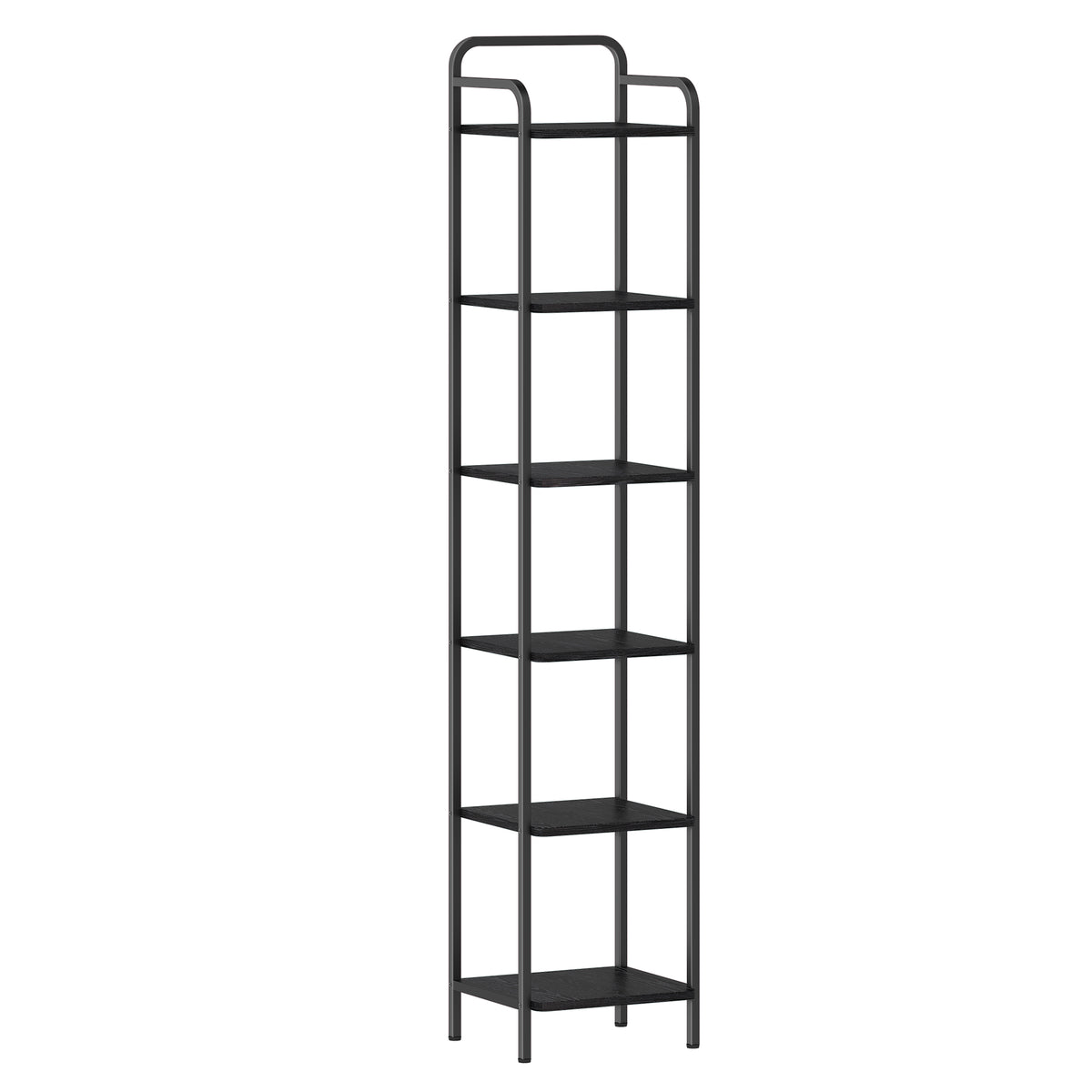 joyunite 6-Tier Bookcase Bookshelf, Narrow Tall Bookcase, Slim Wooden Shelving Unit for Bedroom, Living Room, Home Office, Sturdy, Black, BC24604B