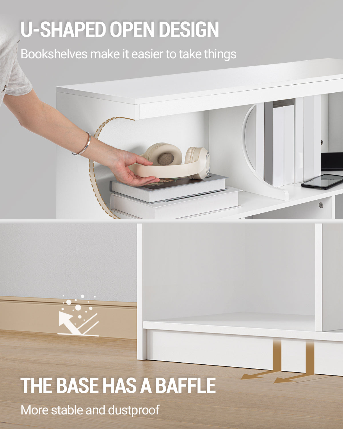 joyunite Bookshelf, 8-Shelf Bookcase, Storage Shelf, Office Shelving, Freestanding Storage Shelf for Bedroom, Living Room, Study and Office 30 x 100 x 100 cm White BC33203X