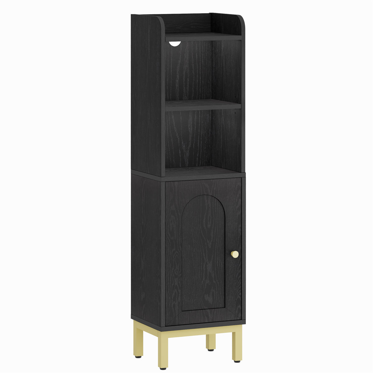 joyunite Bathroom Cabinet, Small Corner Floor Cabinet with Door and Shelves, Narrow Toilet Paper Cabinets, Bathroom Organizer with Adjustable Shelf, for Small Spaces, Black, BC38204G