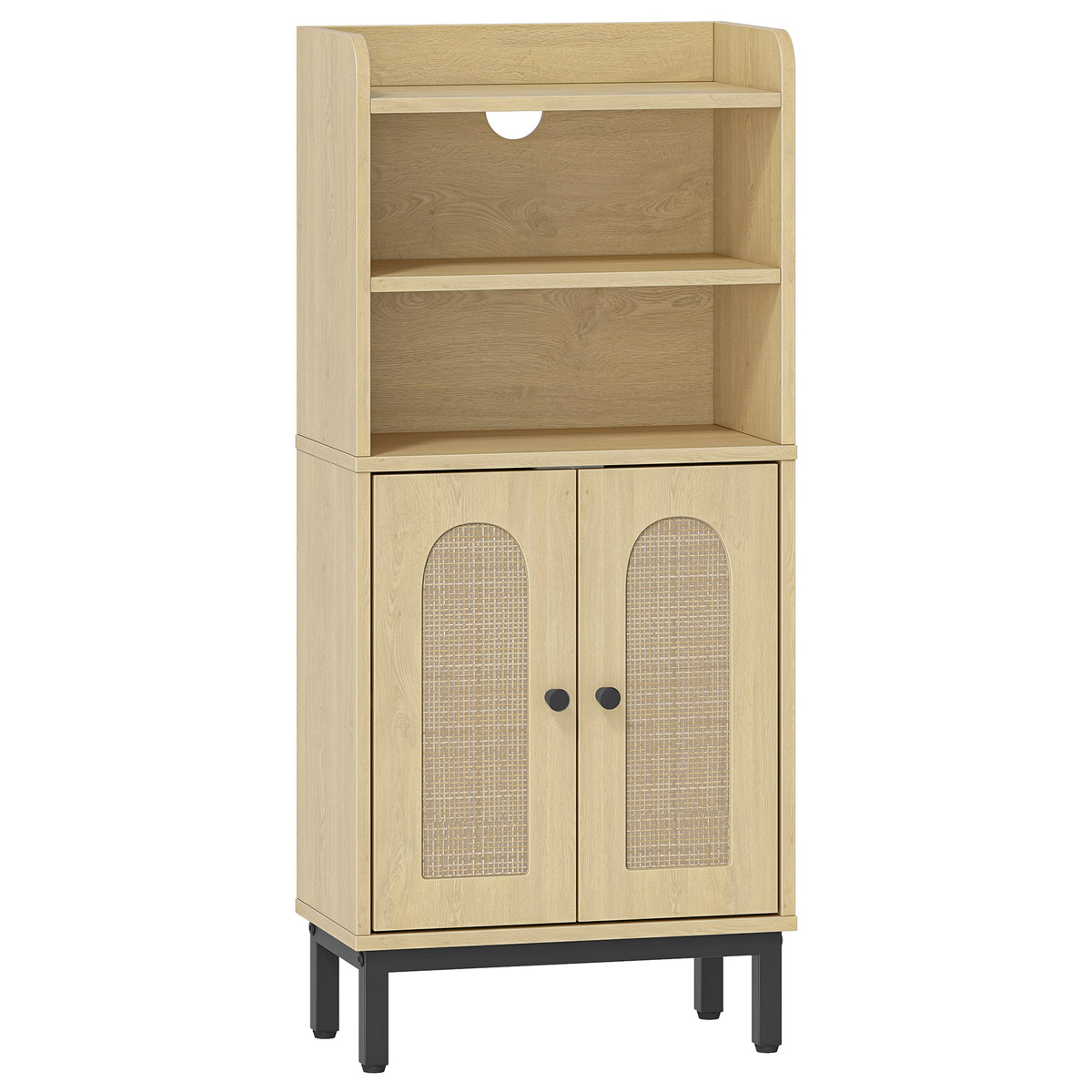 joyunite Bathroom Storage Cabinet, Slim Bathroom Floor Cabinet with 2 Door and Adjustable Shelf, Wooden Freestanding Storage Unit for Dining Kitchen Living Room, Yellow BC48202B