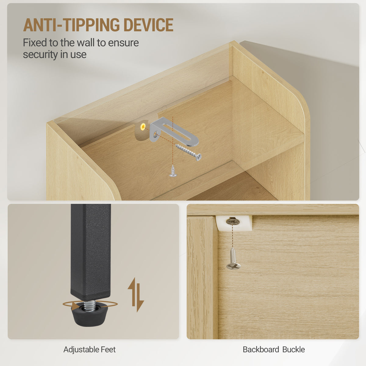 joyunite Bathroom Storage Cabinet, Slim Bathroom Floor Cabinet with 2 Door and Adjustable Shelf, Wooden Freestanding Storage Unit for Dining Kitchen Living Room, Yellow BC48202B