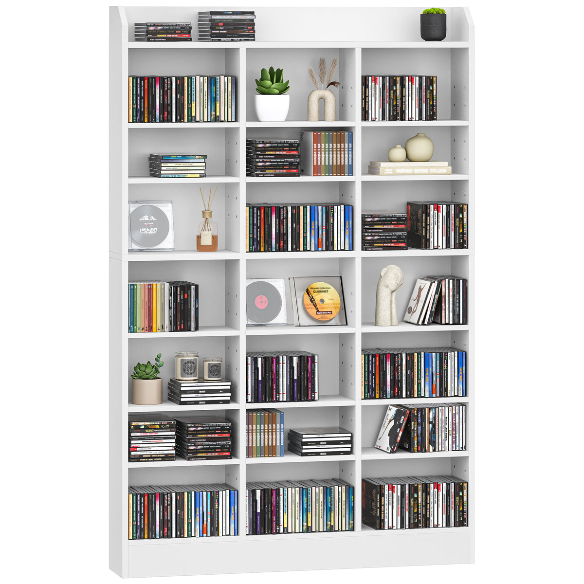 joyunite CD Shelf, DVD Shelf, 8-Tier Open CD Stand with 15 Adjustable Shelves, Manga Shelf, Suitable for Living Room and Study, 17 x 100 x 154.5 cm, White CR18003X