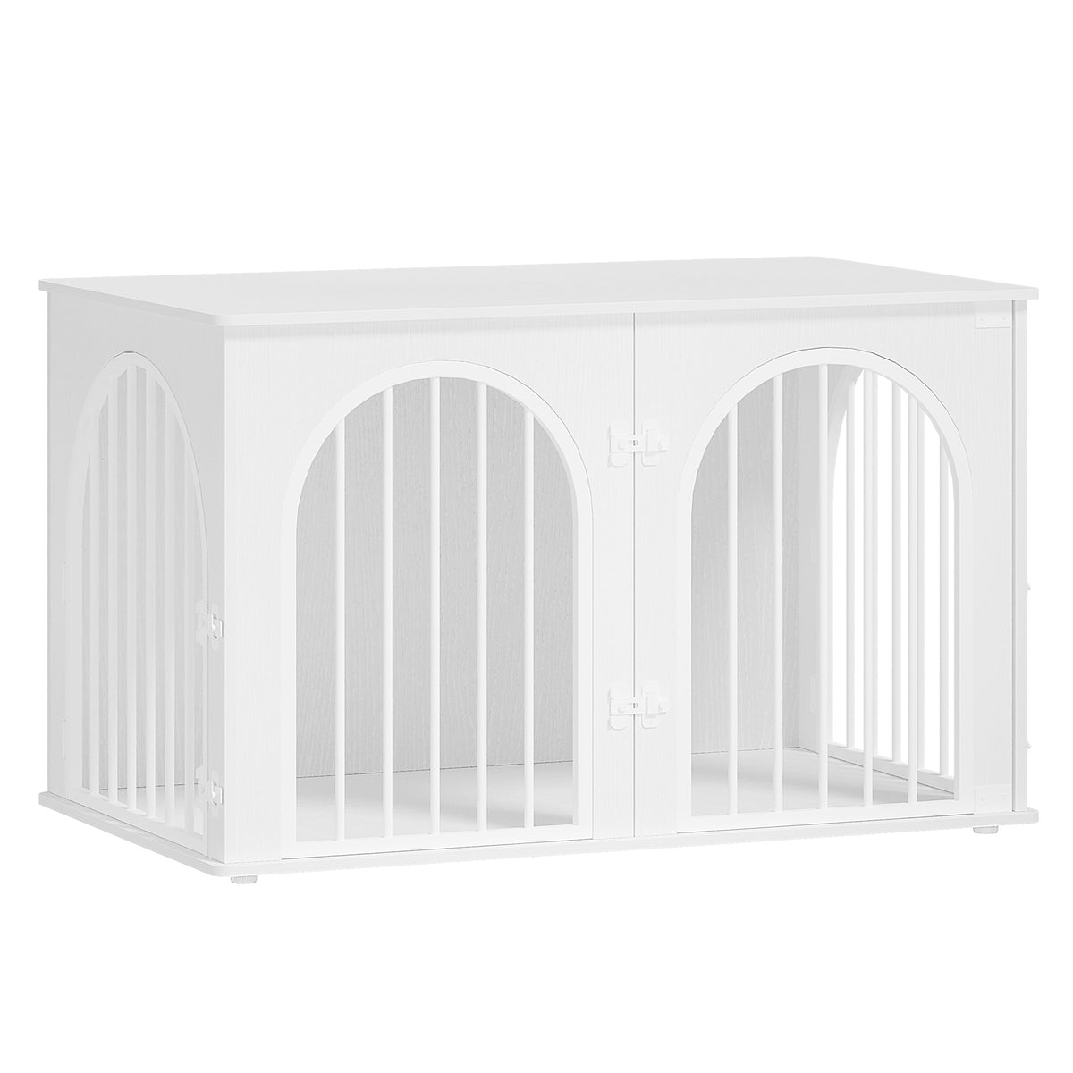 joyunite Dog Cage Furniture, Dog Box for Home, 3 Doors, Arch Door, Modern Dog Box Indoor for Dogs, Side Table, Dog Cage Heavy Duty, White DFC84113W