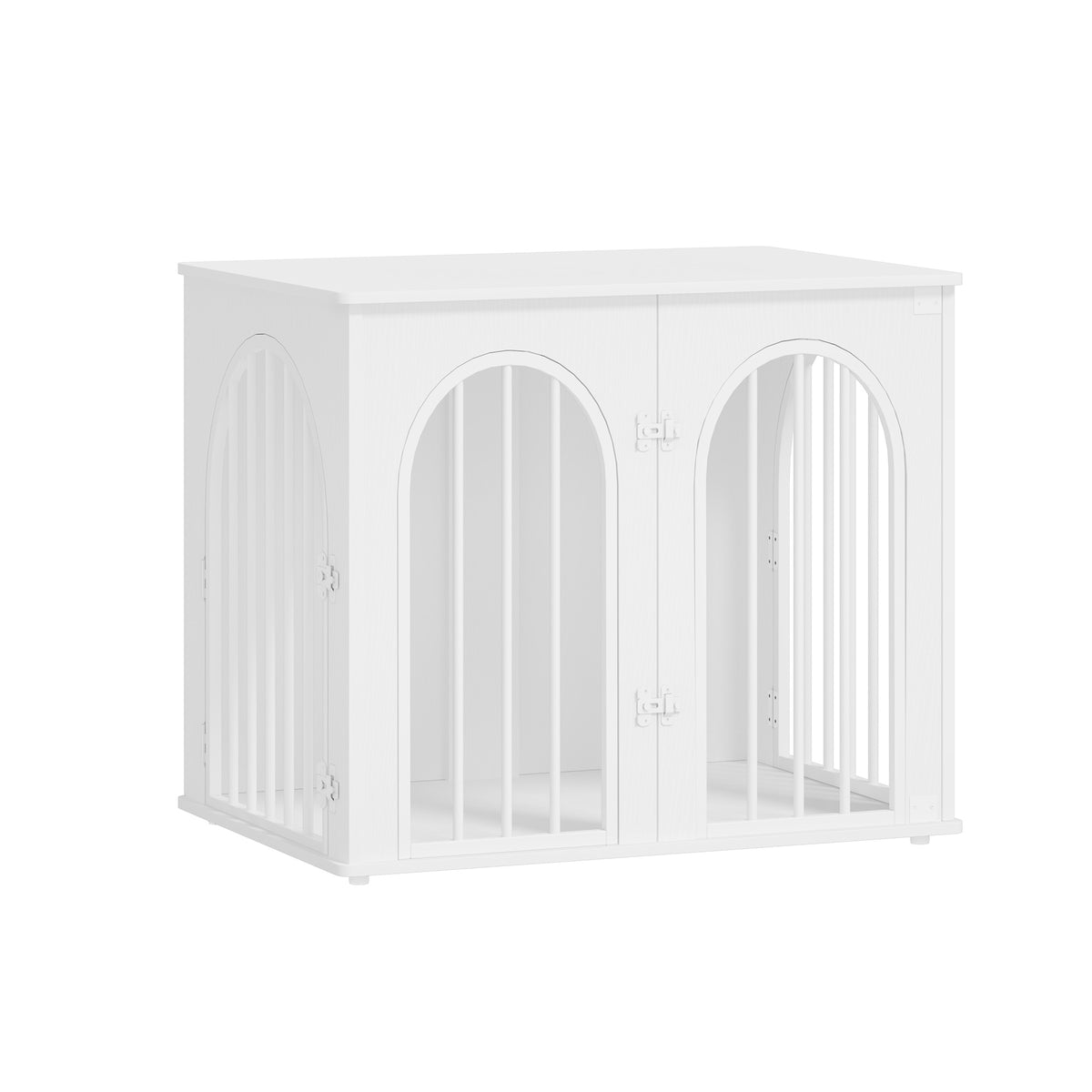 joyunite Dog Cage Furniture, 68cm Dog Box for Home, 3 Doors, Arched Door, Modern Indoor Dog Crate for Dogs, Side Table, Heavy Duty Dog Cage, 68 x 49 x 56 cm, White DFC85513W