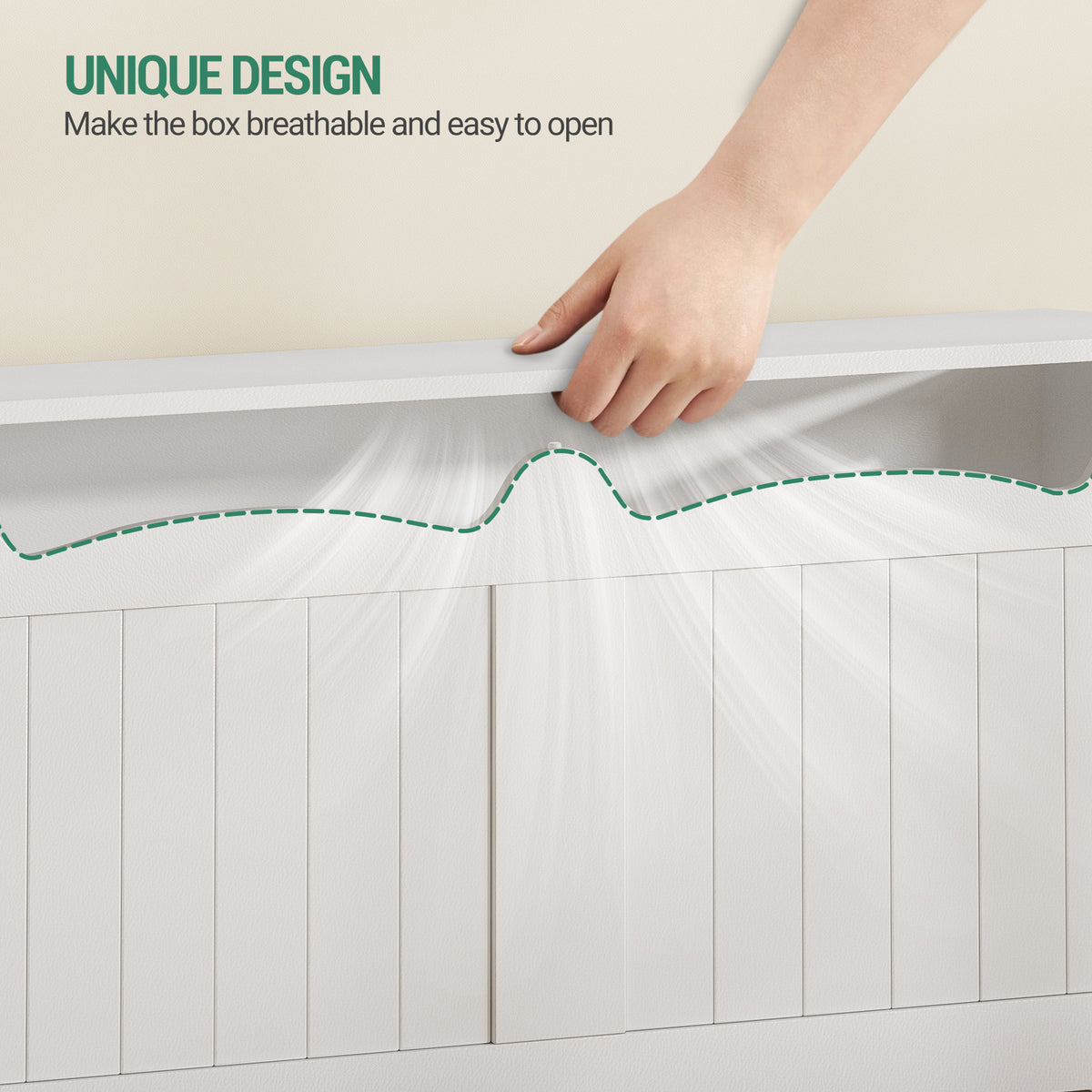 joyunite Shoe Bench Storage Box, White, 40 x 110 x 48 cm SB25503X Shoe Bench with 2 Stable Hinges for Entrance, Bedroom, Living Room
