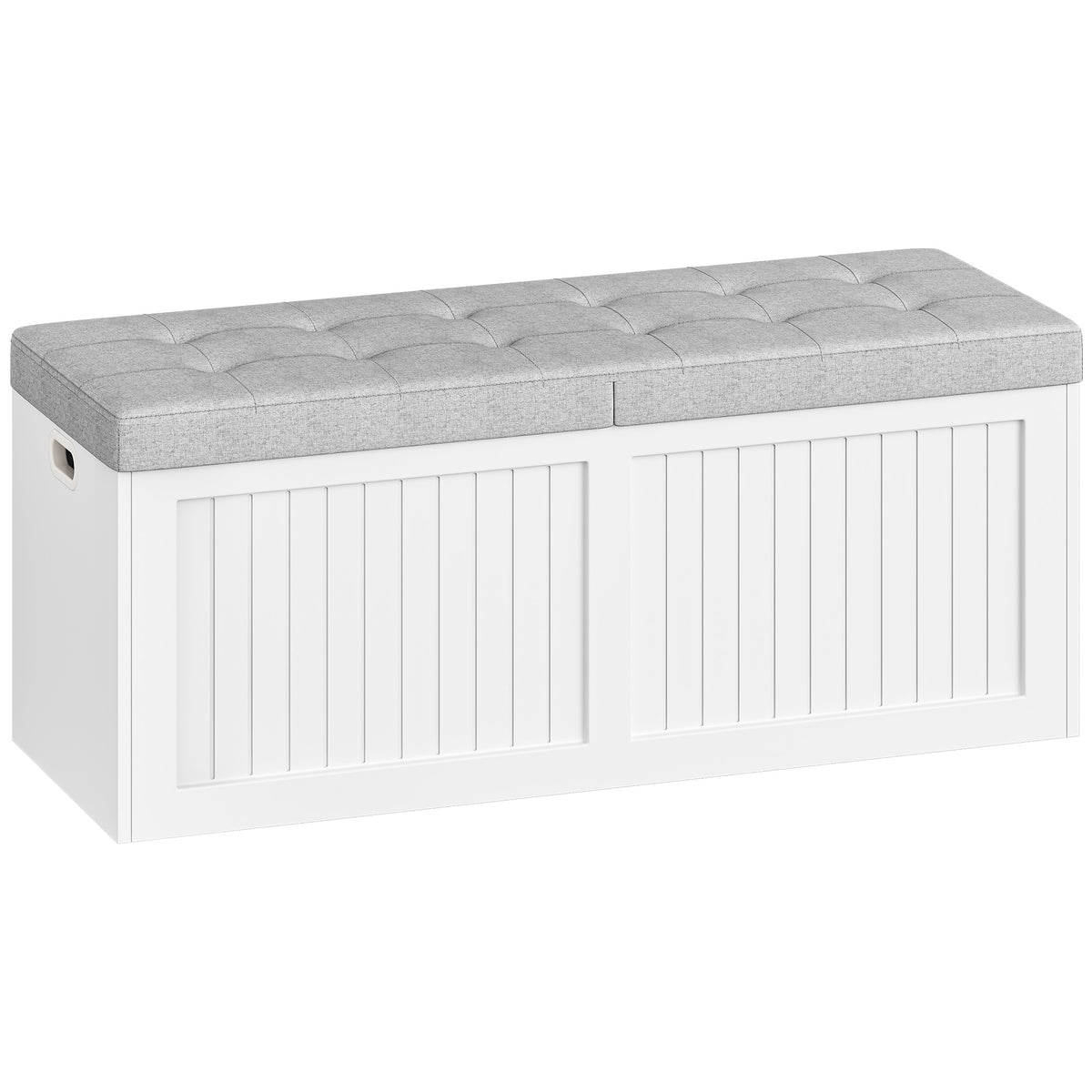 joyunite Storage Chest, 109cm, Shoe Storage Bench with Seat, Large-capacity with Three Compartments, Blanket Box for Entryway, Living Room, Hallway, 40 x 109 x 44.5 cm, White-Grey SB01903GY