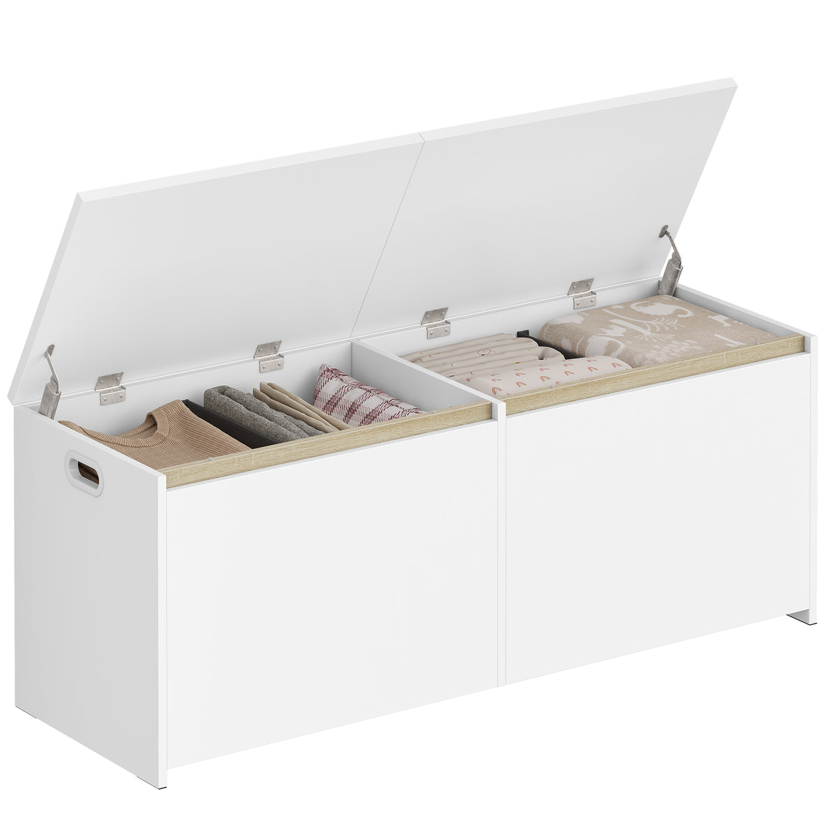 joyunite Shoe Bench 120 cm White Storage Box, Space Saving, Suitable for Living Room, Hallway and Bedroom, 40 x 120 x 47 cm SB21203X
