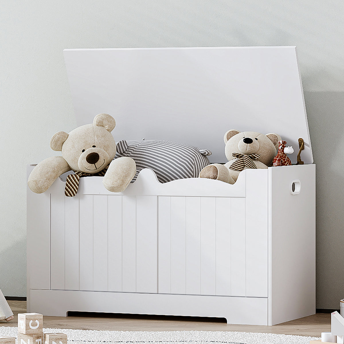 joyunite Storage Bench, 40 x 76 x 48 cm, White – Bench with Storage and 2 Sturdy Hinges; Storage Unit for Hallway, Bedroom, Living Room SB04403X